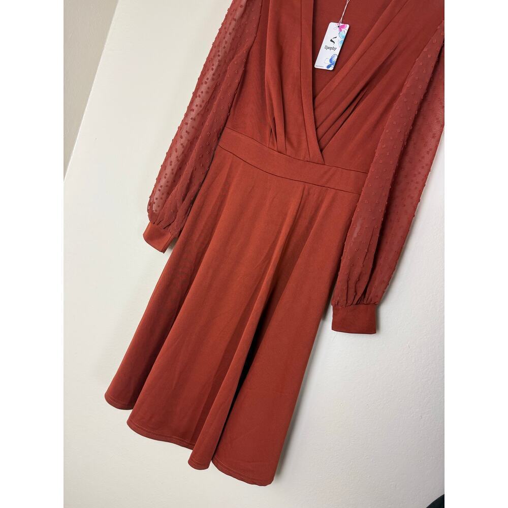 Women's Fall Long Sleeve V-Neck Slim Dress - Size S - Picture 3 of 9